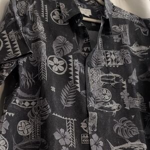 O'Neill Black Tropical Fish Aloha Shirt Size L EUC